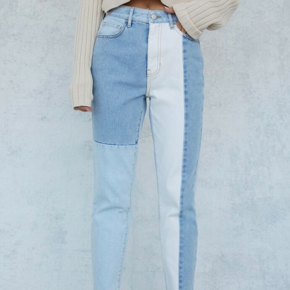 PacSun Blue and White Boyfriend Jeans